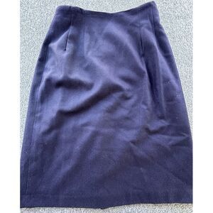 Prophecy Skirt Women's 8‎ Navy Blue Pure 100% Wool Lined Zipper Knee Length VTG